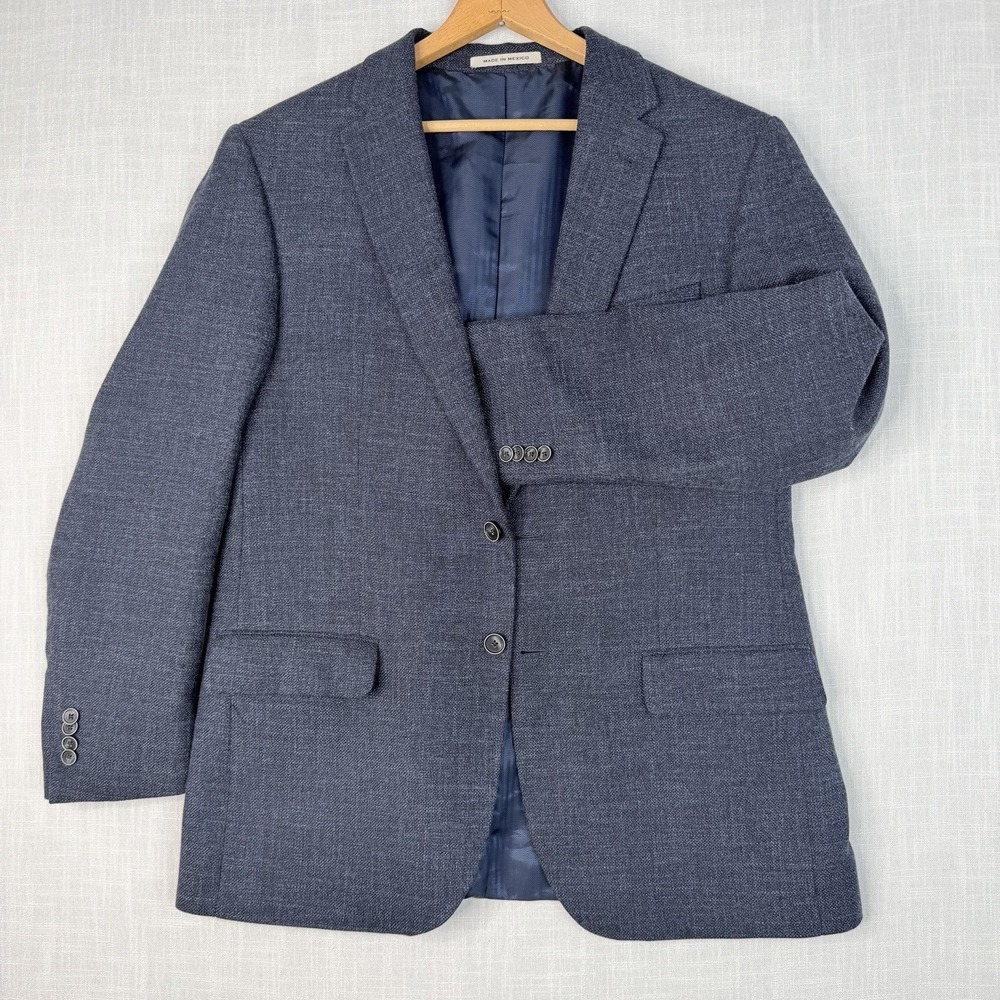 Joseph Abboud Sport Coat Blazer Jacket Mens Size 43 R Navy Blue Cotton Wool